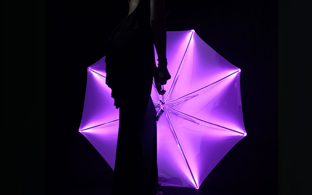 alquiler paraguas LED spi rgb controlable inteligente show umbrella